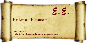 Ertner Elemér névjegykártya